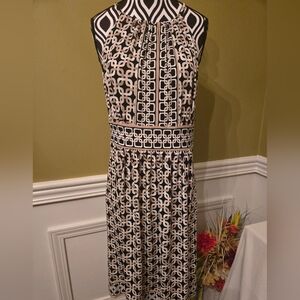 NEW New York & Company Black and Cream Geometric Midi Dress